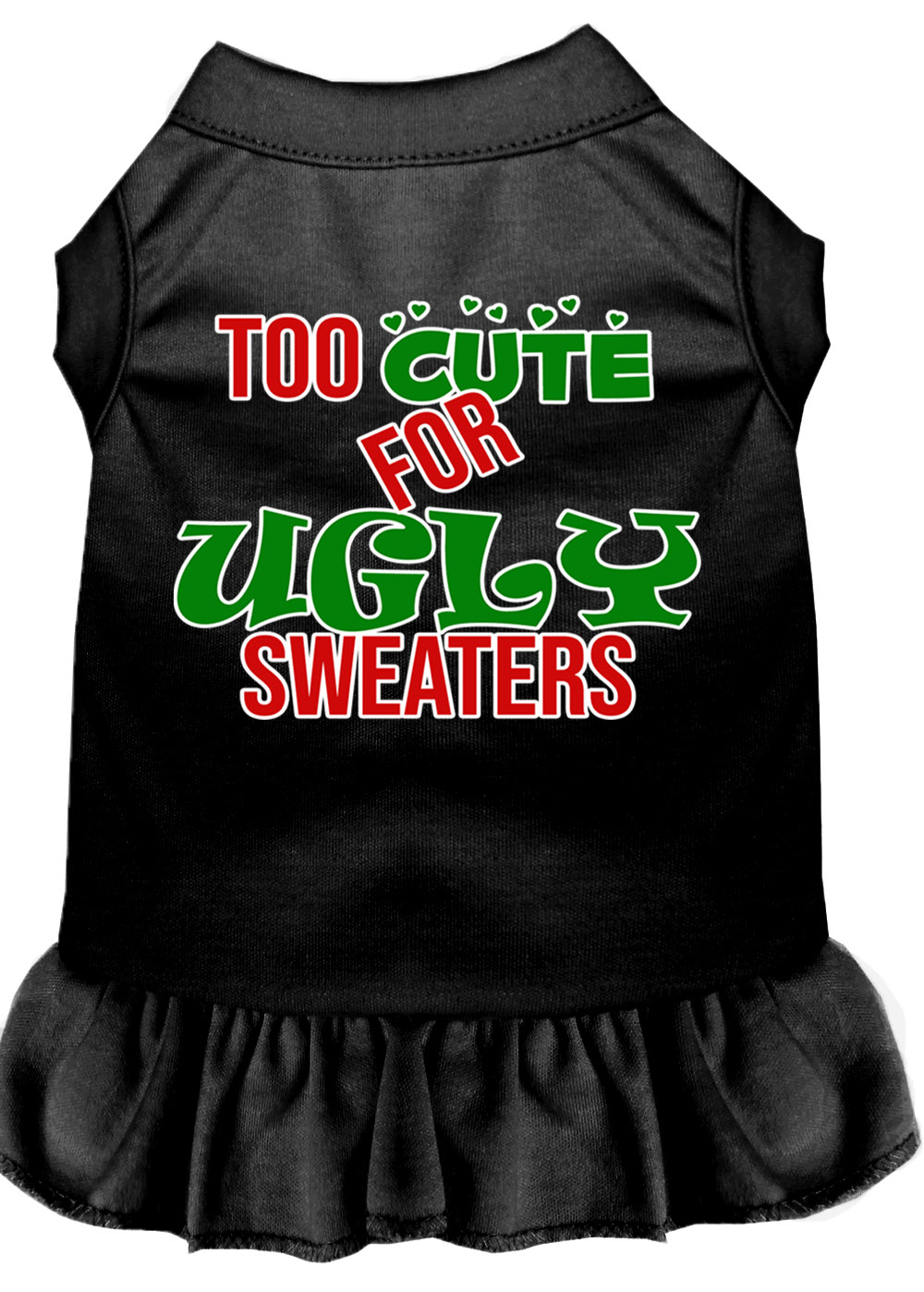Too Cute for Ugly Sweaters Screen Print Dog Dress Black XXL
